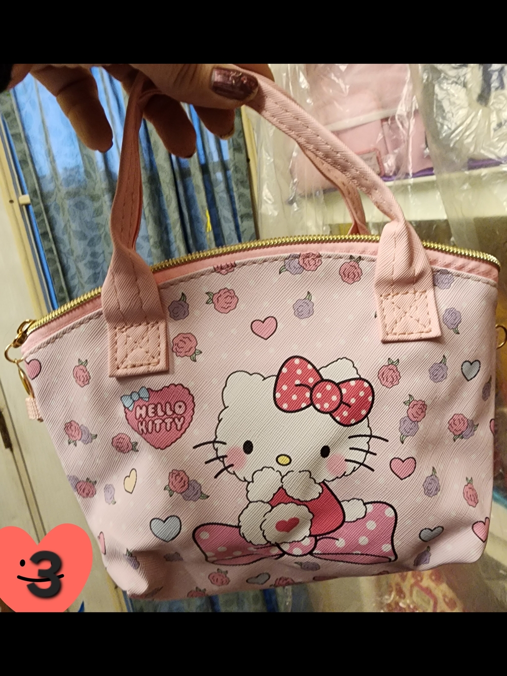 Hello Kitty Pink Floral Heart Crossbody Tote - Picture 2 of 2